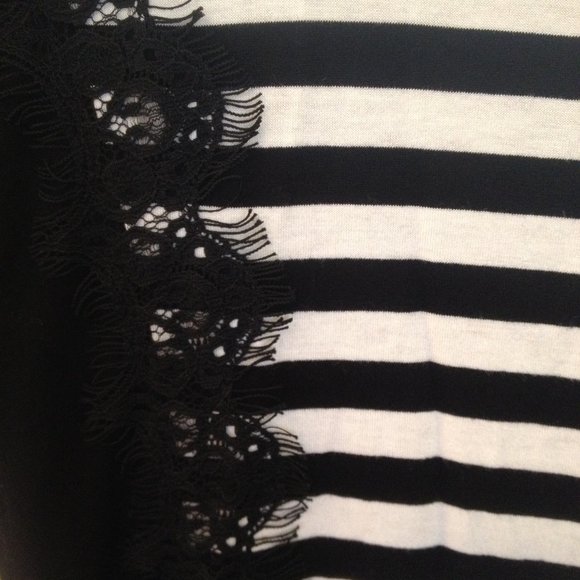 WHBM black & white striped lace tee - size S - Picture 3 of 5